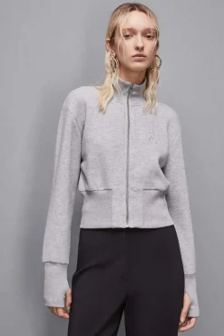 Felpa collo alto con zip in cotone