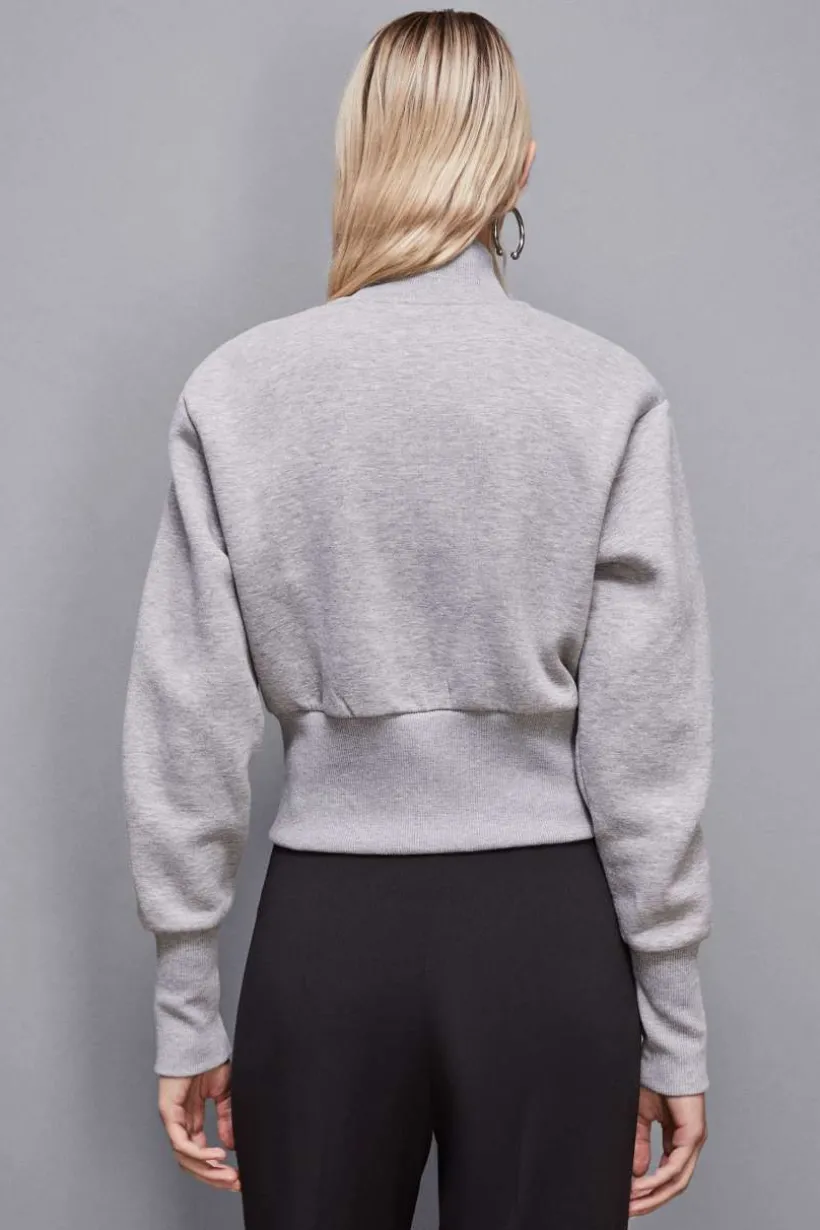 Felpa collo alto con zip in cotone