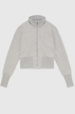 Felpa collo alto con zip in cotone