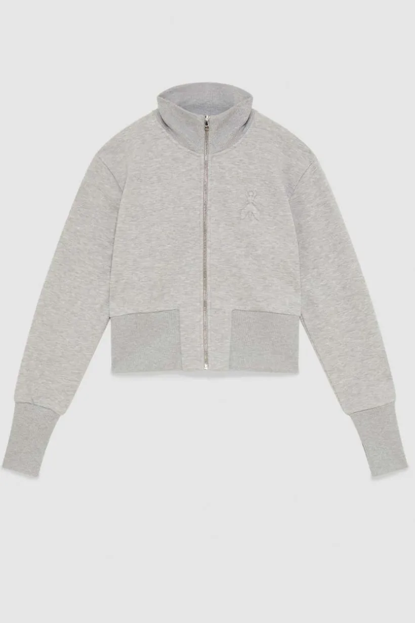 Felpa collo alto con zip in cotone