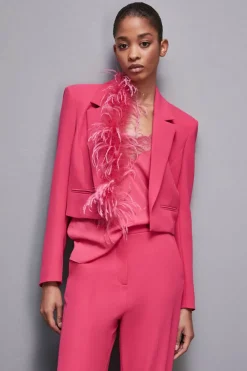 Giacca con piuma in tessuto stretch