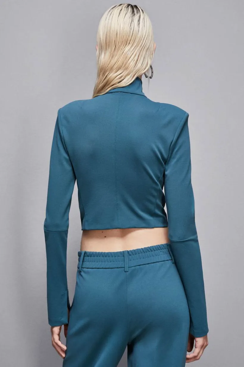 Giacca cropped a collo alto