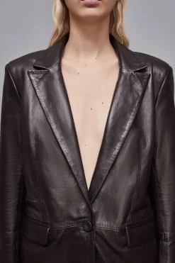 Giacca in pelle con rever