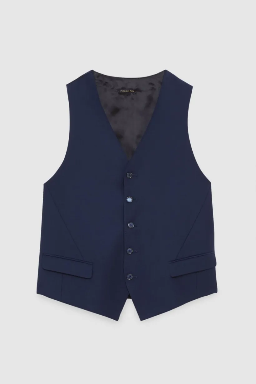 gilet in fresco di lana stretch