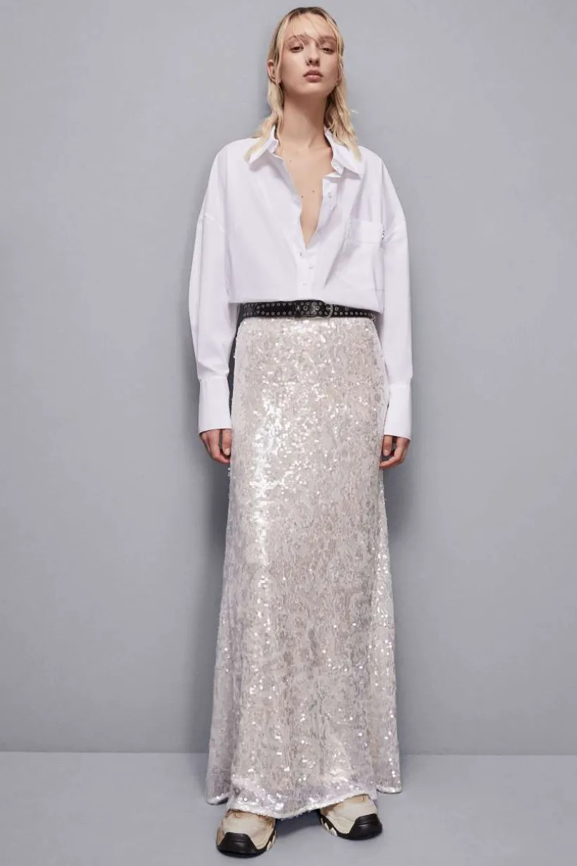 Gonna con paillettes in tulle