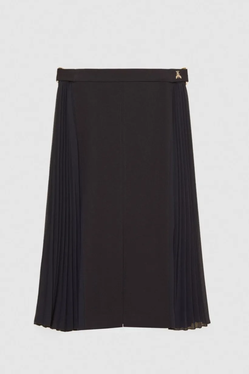 Gonna midi vita alta in gabardina