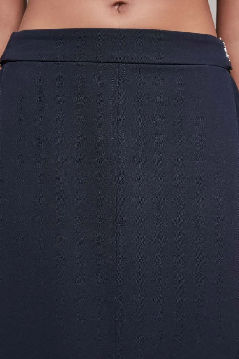 Gonna midi vita alta in gabardina