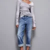 Jeans boyfriend blu a vita bassa
