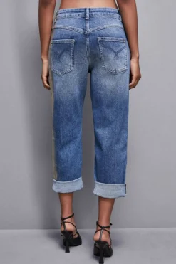 Jeans boyfriend blu a vita bassa