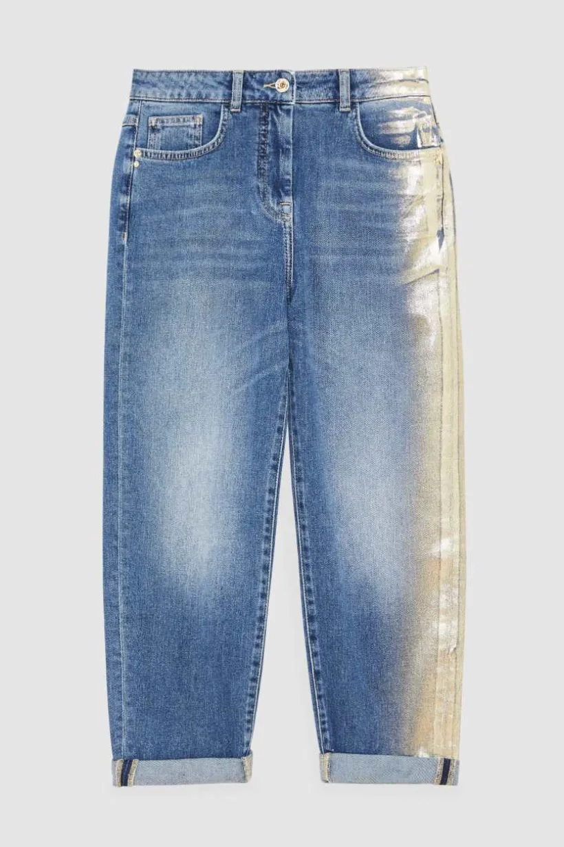 Jeans boyfriend blu a vita bassa