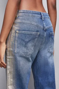Jeans boyfriend blu a vita bassa