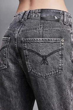 Jeans grigio sigaretta a vita alta