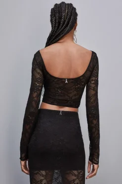 Maglia a maniche lunghe in pizzo