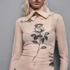 Maglia con ricamo in tulle