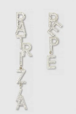 Orecchini con maxi logo strass