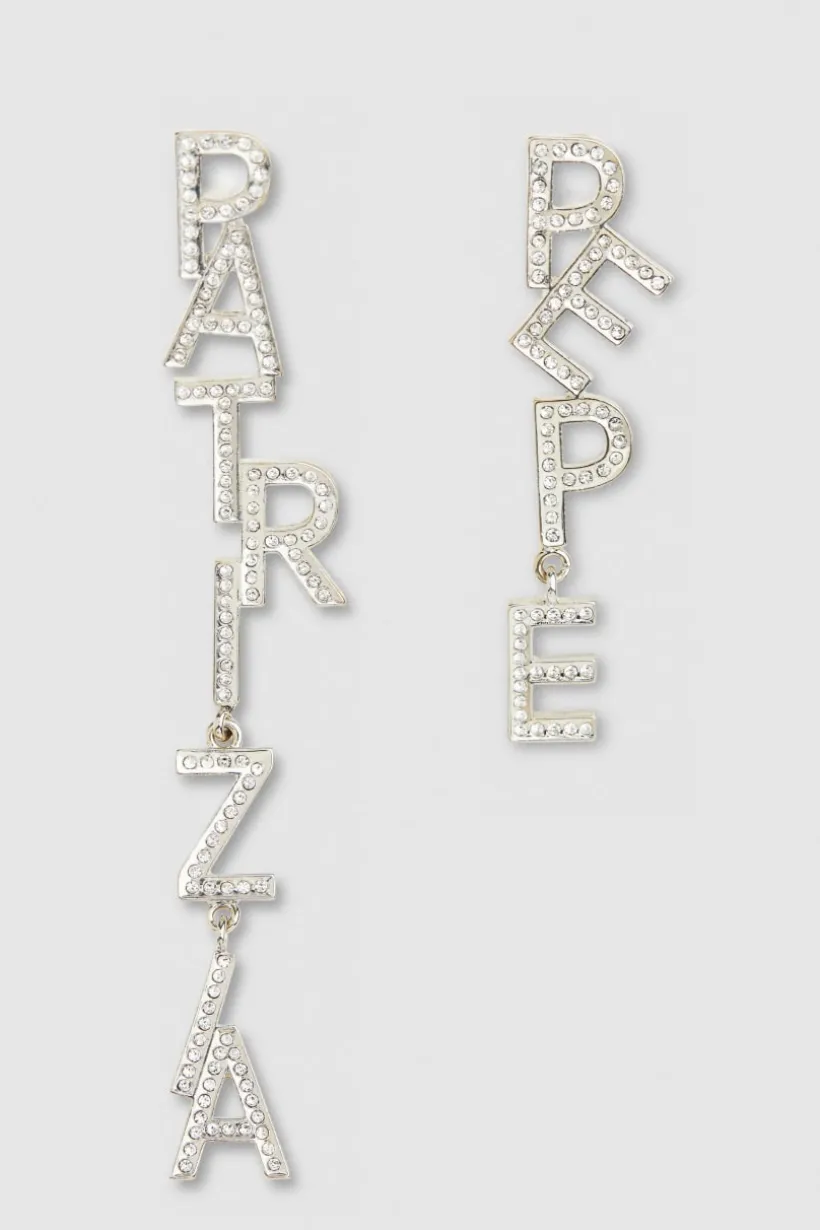 Orecchini con maxi logo strass