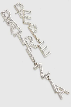 Orecchini con maxi logo strass