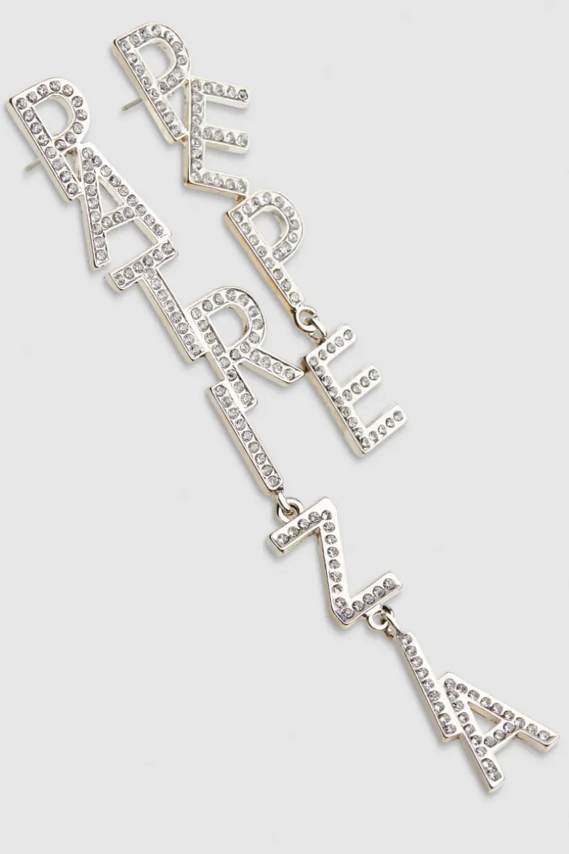 Orecchini con maxi logo strass