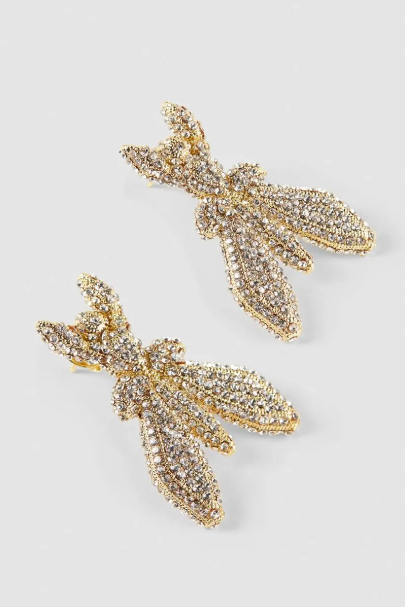 Orecchini in ottone e vetro con strass