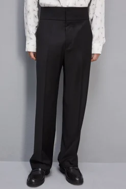 Pantalone a vita alta in fresco lana