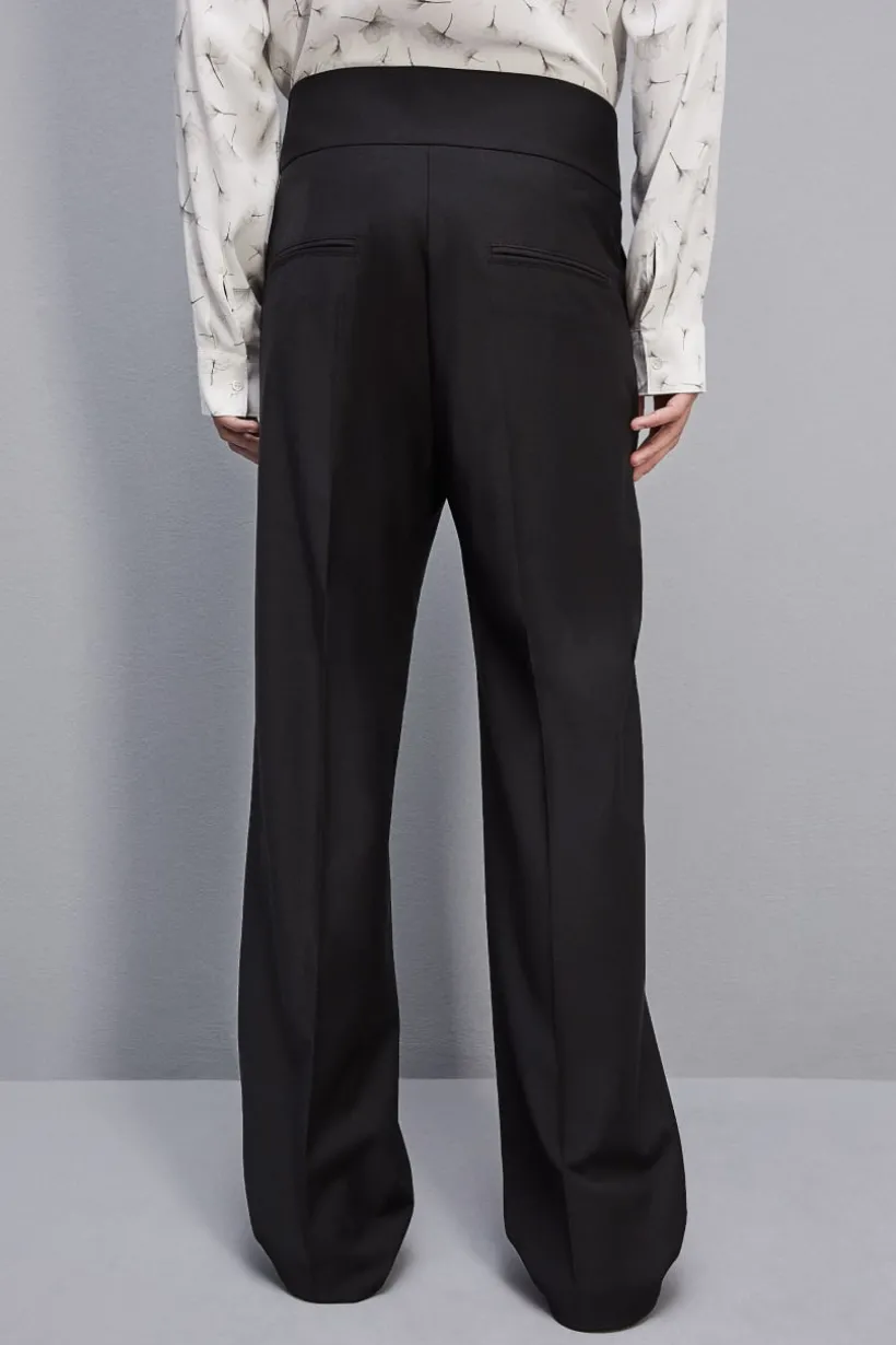 Pantalone a vita alta in fresco lana