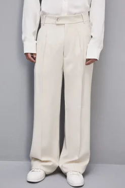 Pantalone con pinces in twill di viscosa
