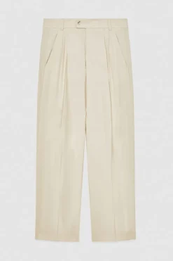 Pantalone con pinces in twill di viscosa