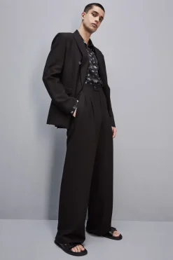 Pantalone con pinces misto lino e viscosa