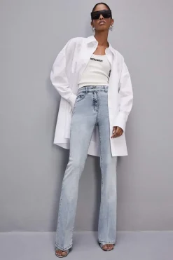 Pantalone slim in denim blu