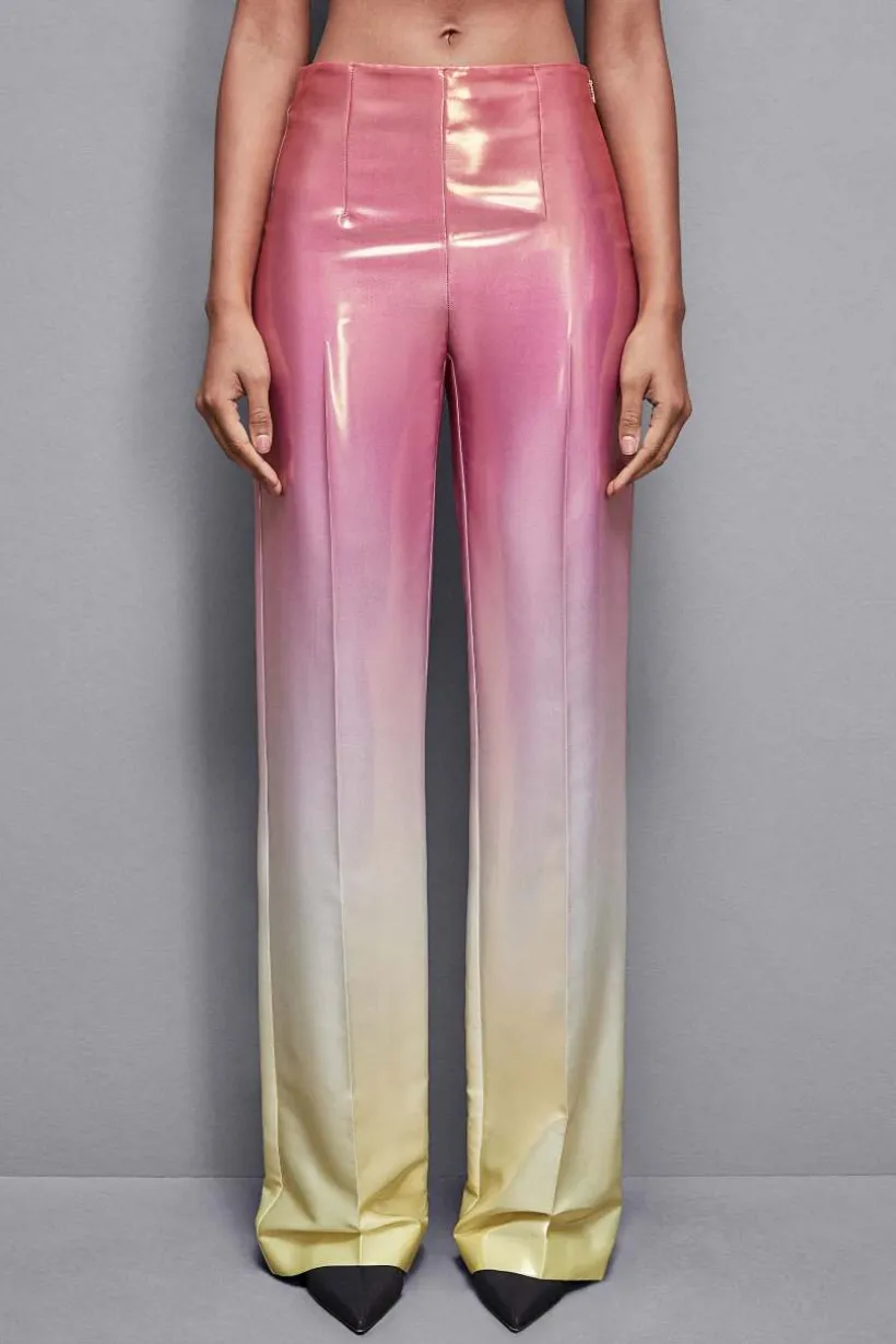 Pantaloni a vita alta in raso