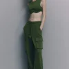 Pantaloni cargo in felpa misto cotone
