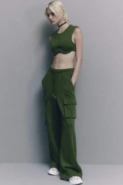Pantaloni cargo in felpa misto cotone