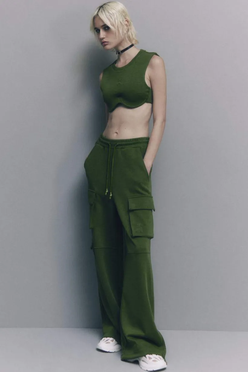 Pantaloni cargo in felpa misto cotone