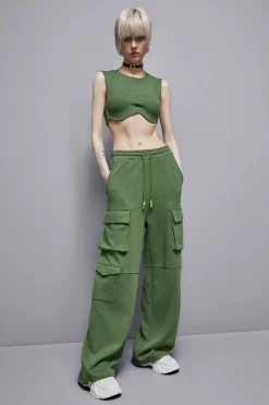 Pantaloni cargo in felpa misto cotone