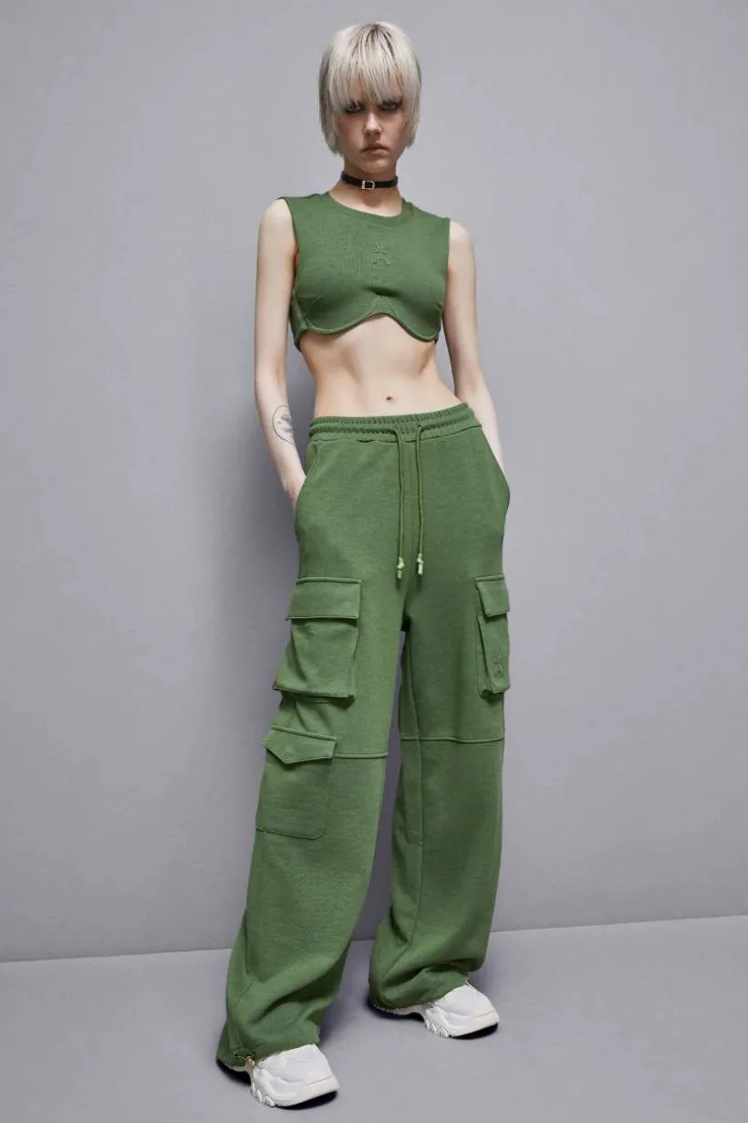 Pantaloni cargo in felpa misto cotone
