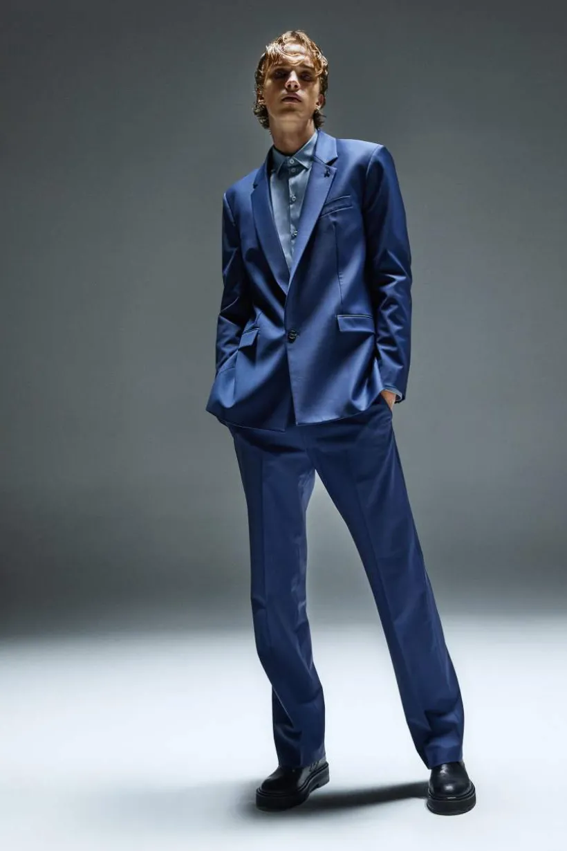 Pantaloni dritti in fresco lana