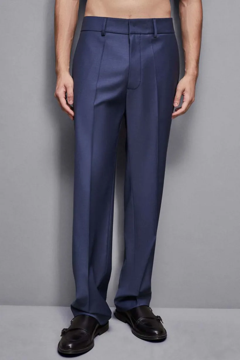 Pantaloni dritti in fresco lana