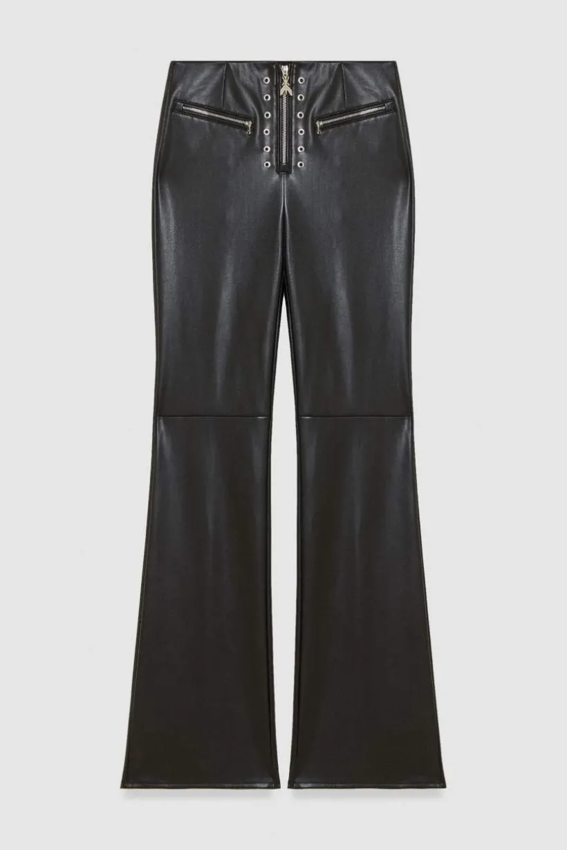 Pantaloni svasati a vita alta in similpelle