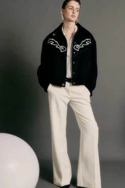 Pantaloni vita bassa in twill