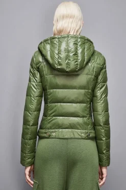 Piumino con cappuccio in nylon down proof