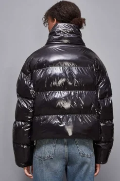Piumino lungo in nylon lucido