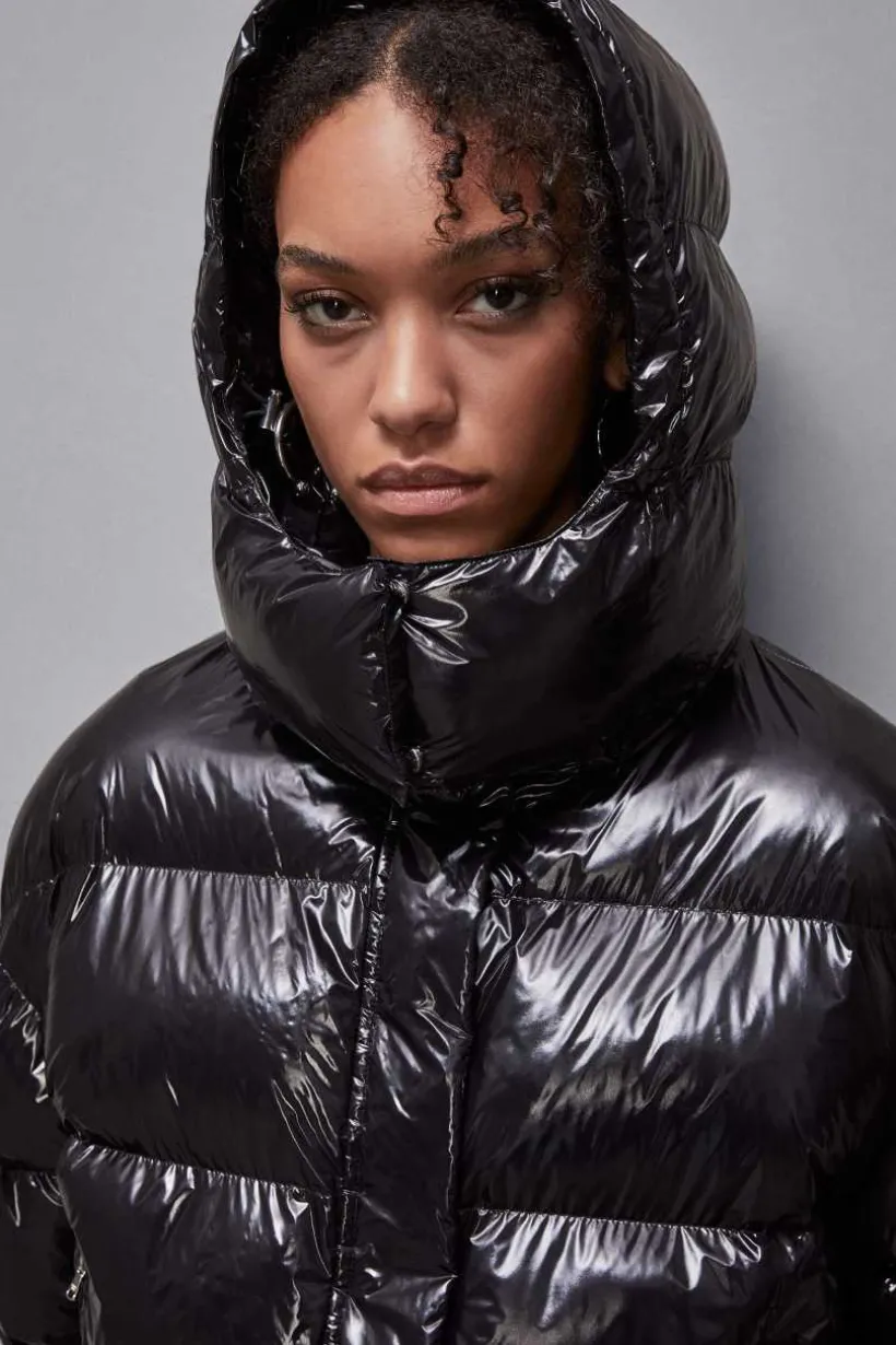 Piumino lungo in nylon lucido