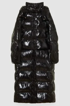 Piumino lungo in nylon lucido