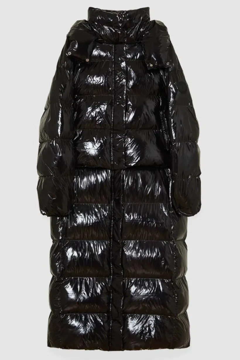 Piumino lungo in nylon lucido