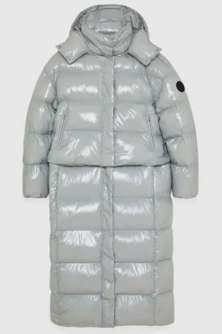 Piumino lungo in nylon lucido