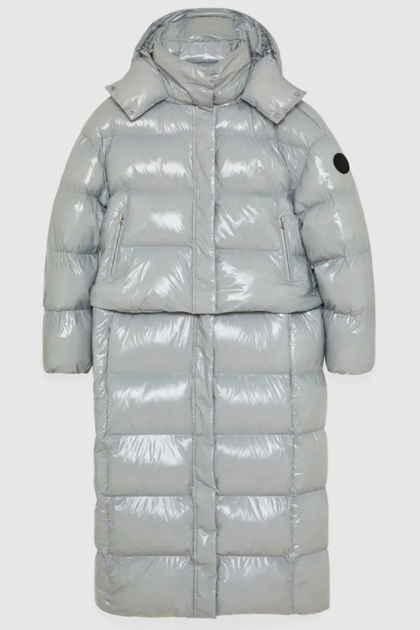 Piumino lungo in nylon lucido