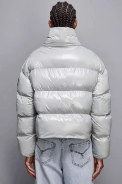 Piumino lungo in nylon lucido
