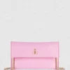 Pochette in pelle con tracolla a catena