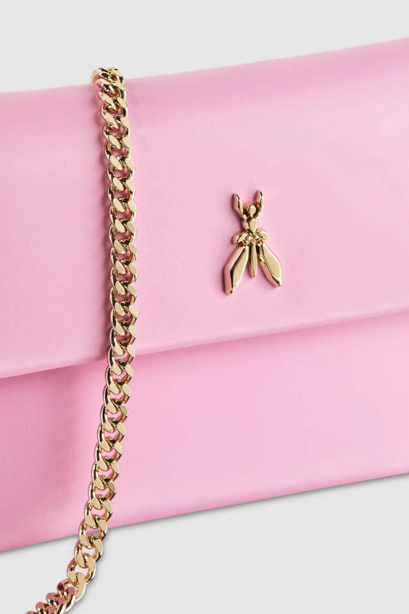 Pochette in pelle con tracolla a catena