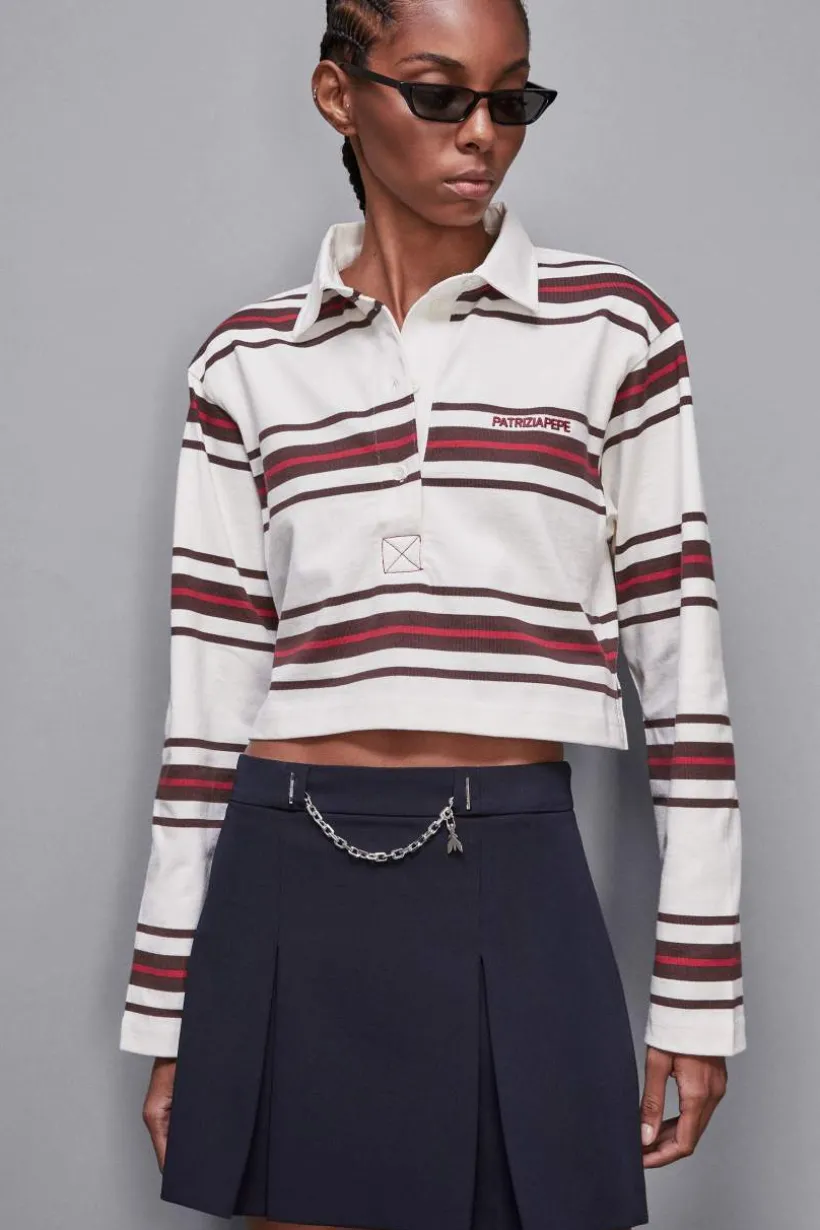 Polo cropped con manica lunga